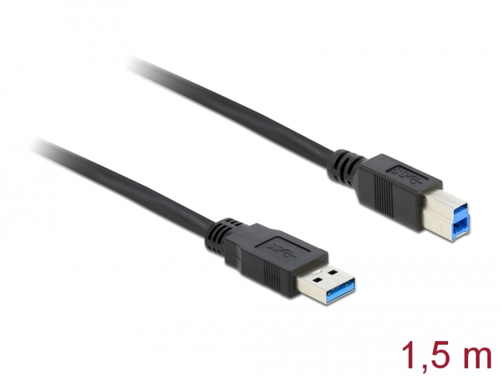 USB3.0 A-B kapall, 1,5 metri, hann/hann, svartur - image 2 [08d4b553d1]