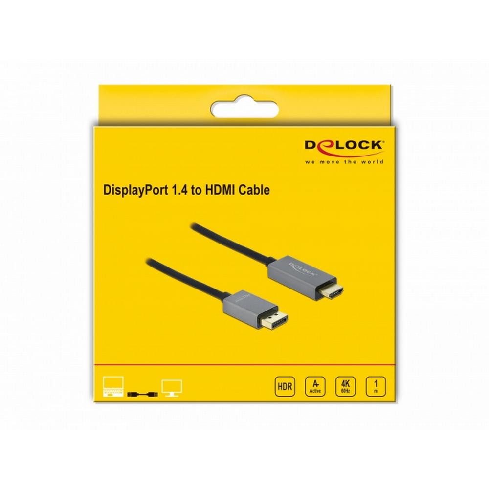 Delock Displayport 1.4 í HDMI, 4K 60Hz HDR kapall, hann/hann, 1 metri - image 4 [7b25d7fec5]