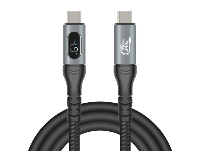 Delock USB-C 40Gbps PD 3.1 240W DP 1.4 8K hleðslukapall með LED skjá, 1m, málmgrár - image 7 [19a3a225c0]