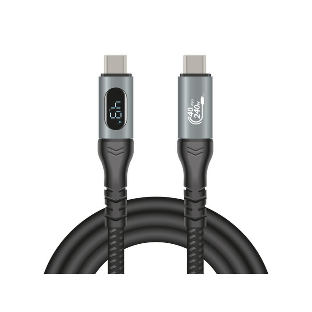 Delock USB-C 40Gbps PD 3.1 240W DP 1.4 8K hleðslukapall með LED skjá, 1m, málmgrár - image 8 [213f87f571]