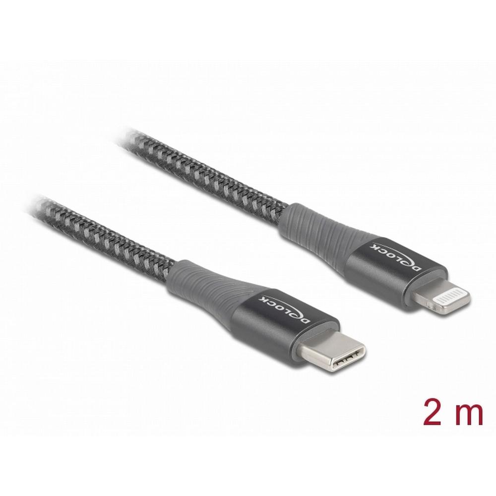 Delock USB-C í Lightning 2m ofinn kapall, grár - image 4 [7b0a68878b]