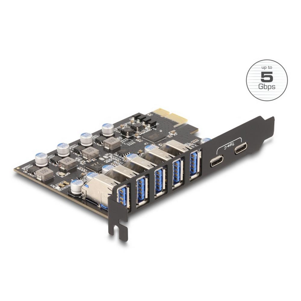 Delock PCIe x1 í 5x USB & 2x USB-C stýrisspjald - image 2 [890f311995]