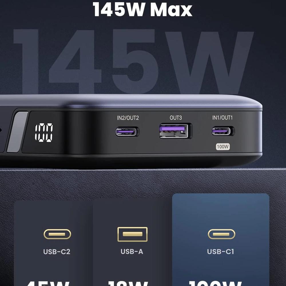 UGREEN 25.000mAh ferðarafhlaða, PD 145W, með upplýsingaskjá - image 4 [c8b8ce632c]