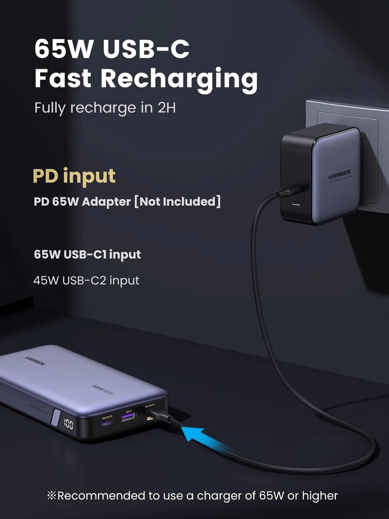 UGREEN 25.000mAh ferðarafhlaða, PD 145W, með upplýsingaskjá - image 8 [78d693fa3c]