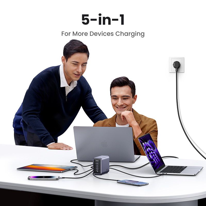 300W UGREEN Desktop 4x USB-C, 1x USB-A PPS PD QC GaN II hleðslutæki - image 3 [763766a9ee]