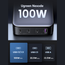 100W UGREEN Nexode 3x USB-C, 1x USB-A PPS PD QC GaN Desktop hleðslutæki, svart - image 7 [17cd0dac65]