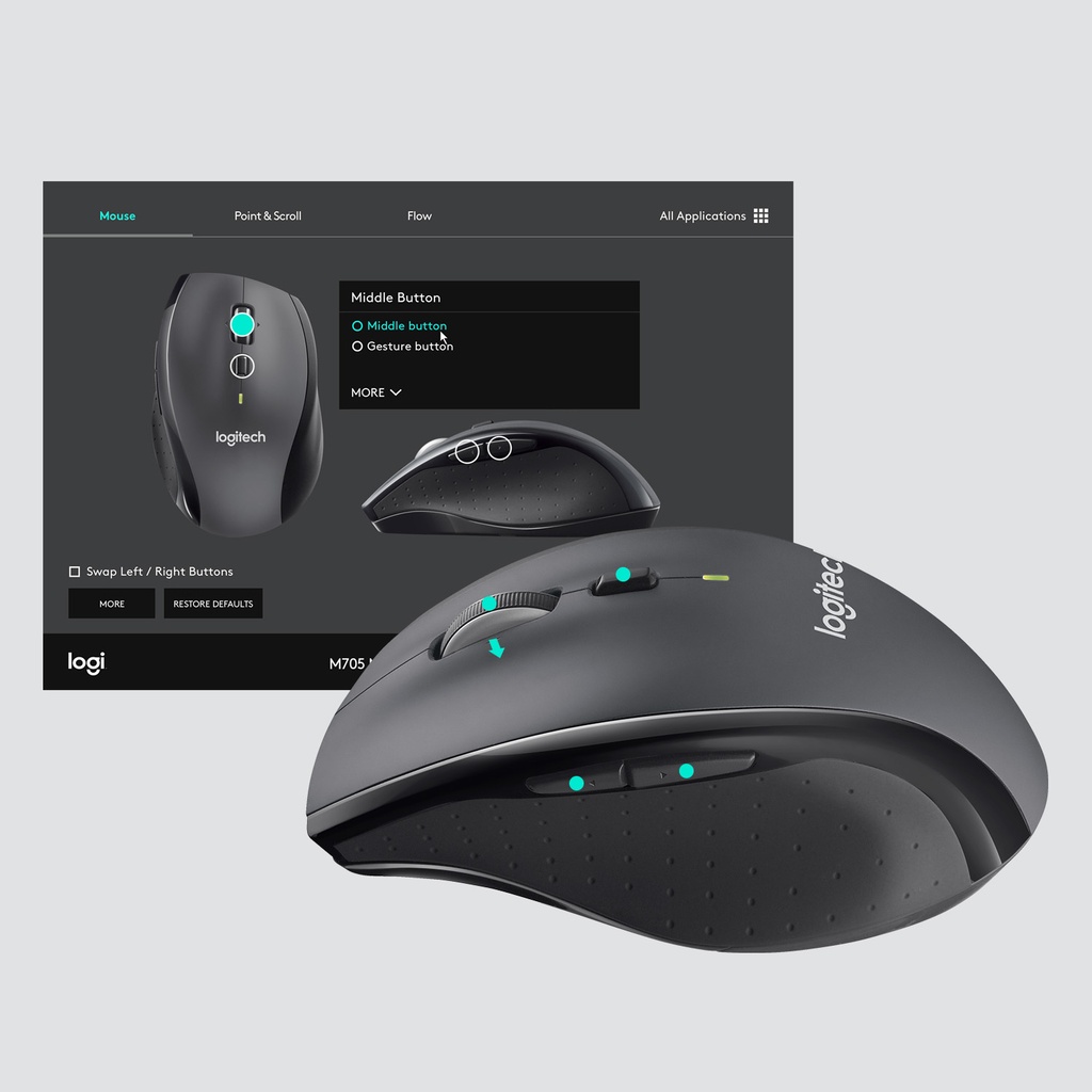Logitech M705 þráðlaus mús, svört og grá - image 7 [d28fffabe6]