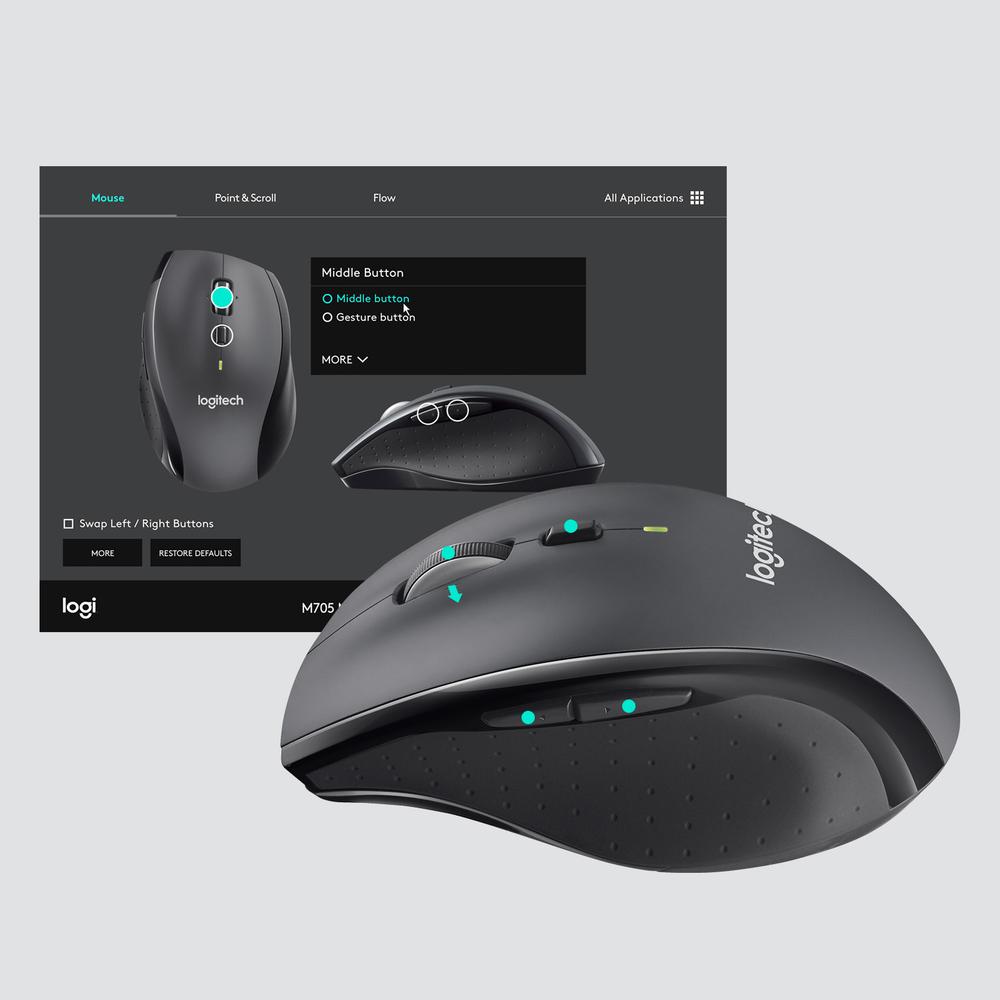 Logitech M705 þráðlaus mús, svört og grá - image 8 [197ba6628b]