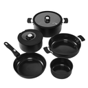 Resto Save & Stock Black 3+2 pottasett, með glerlokum og ásmellanlegu handfangi