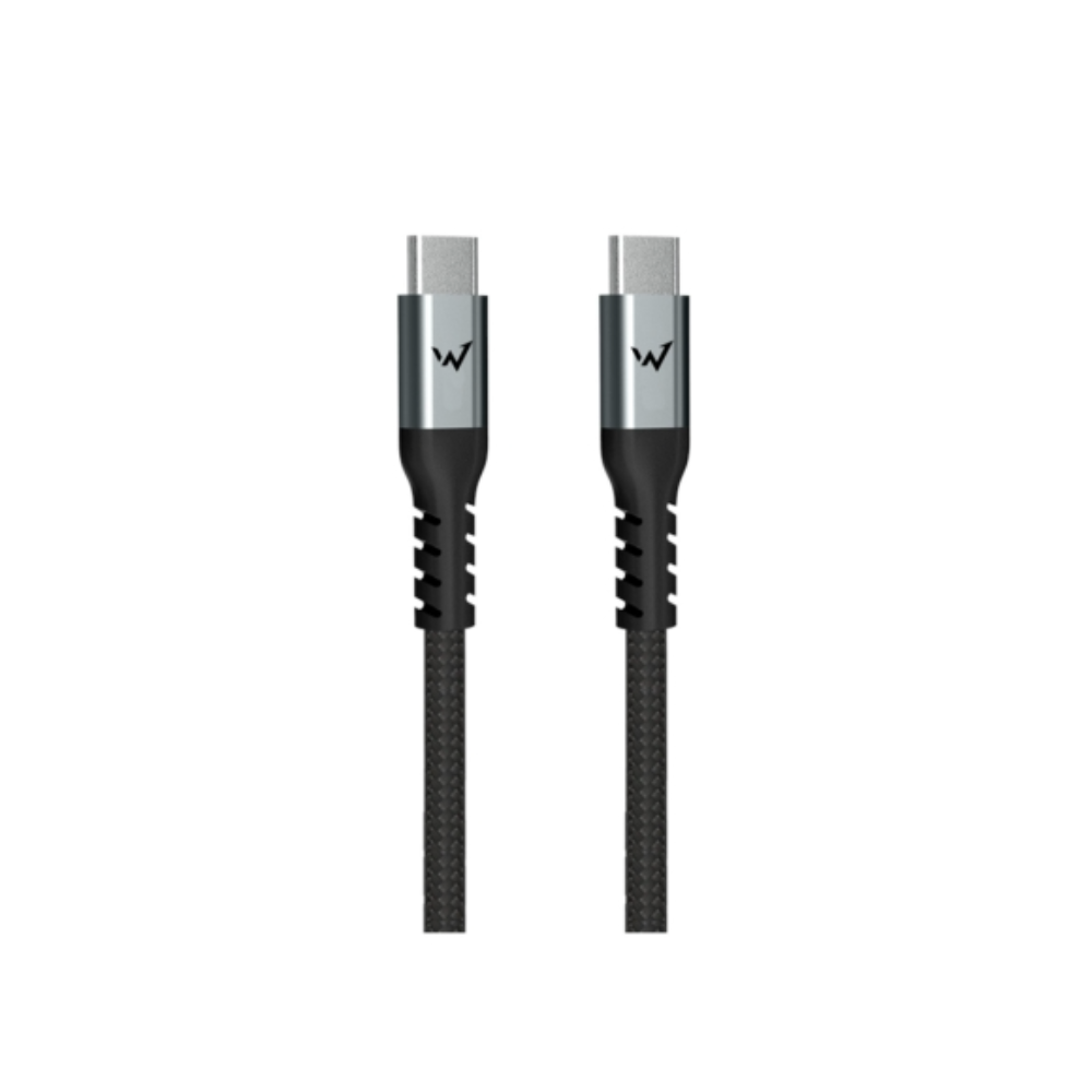 [WC551CKBK1] Energizer USB 2.0 C í C Metal / Nylon ofinn kapall 100W, 2 metrar, Silfur