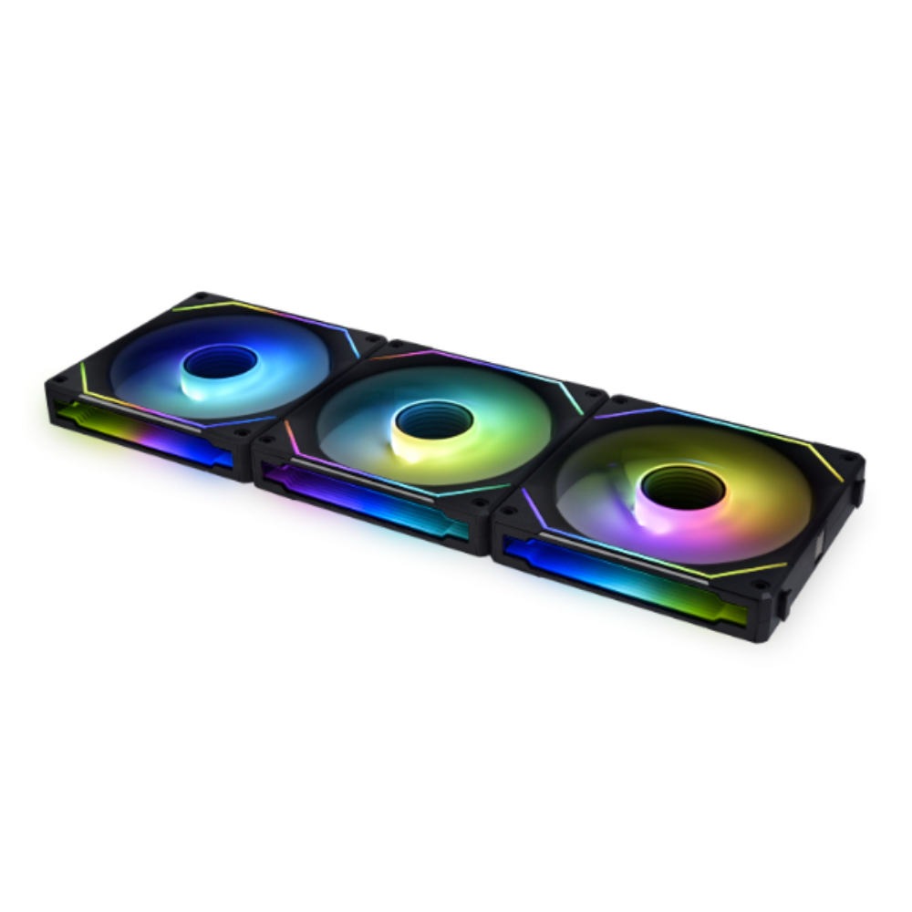 [12SLIN3B] Lian-Li UniFan Infinity ARGB 3x 120mm sett með kassaviftum, svartar