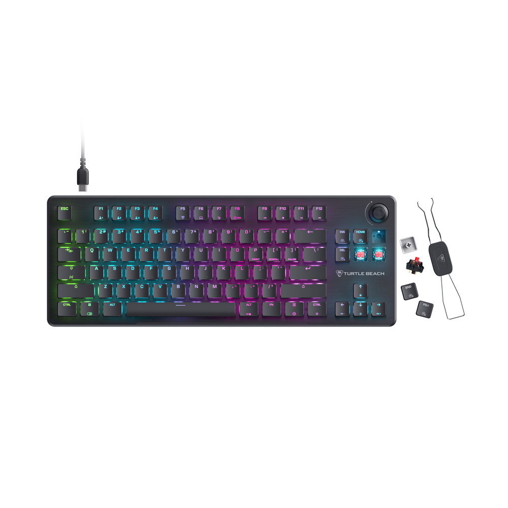 [1388TBK200302NO] Turtle Beach Vulcan II TKL AIMO RGB lyklaborð, Titan HS Silent Red, ANSI, Nordic, svart