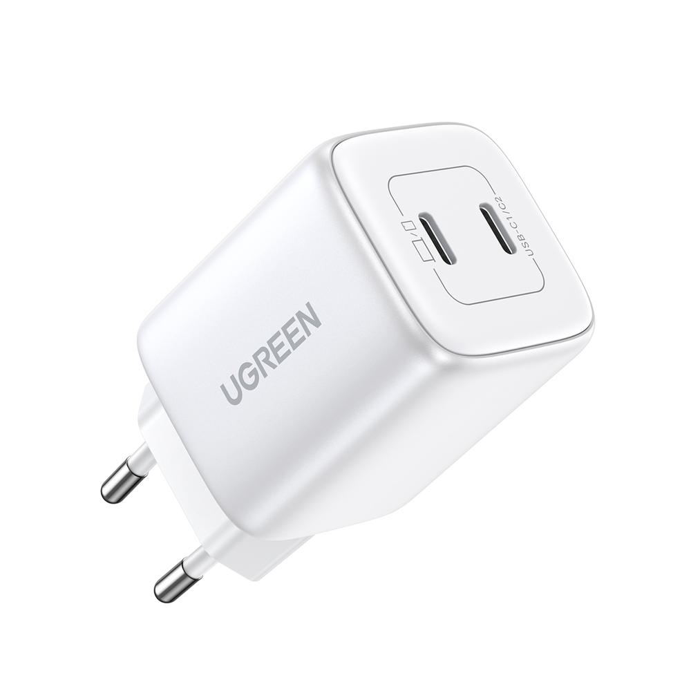 [15327] 45W UGREEN Nexode Mini 2x USB-C PD QC hleðslutæki, hvítt