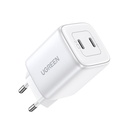 45W UGREEN Nexode Mini 2x USB-C PD QC hleðslutæki, hvítt