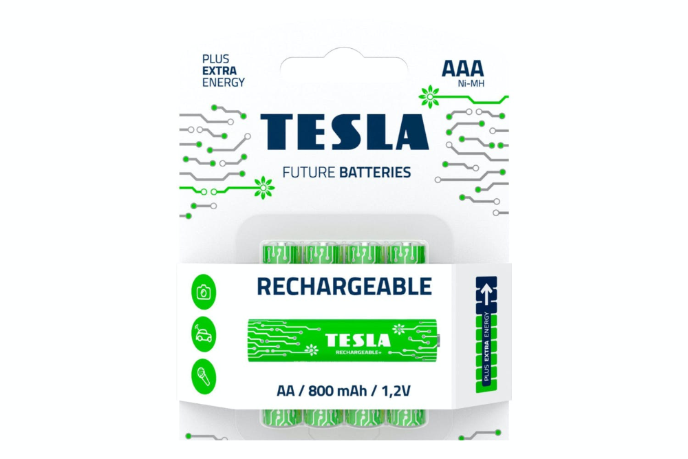[16060421] Tesla Batteries AA Recharge+ endurhlaðanlegar rafhlöður, 4stk