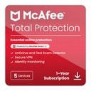 McAfee Total Protection og VPN þjónusta - Árs áskrift, allt að 5 tæki, digital