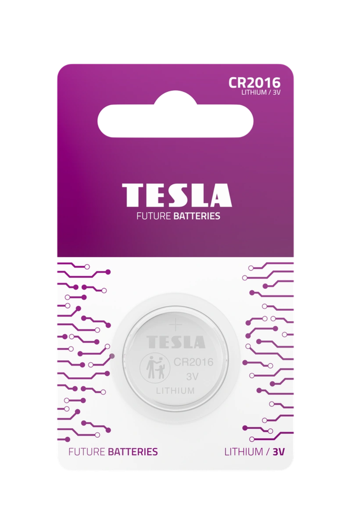 [19160120] Tesla Batteries CR2016 3V Lithium hnapparafhlaða, 1stk