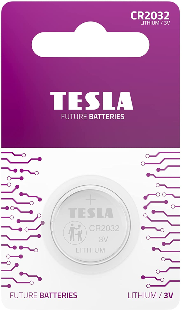 [19320120] Tesla Batteries CR2032 3V Lithium hnapparafhlaða, 1stk