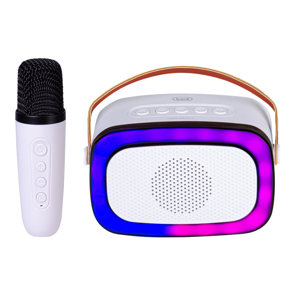[0XR8A0101] Trevi XR Jump Karaoke RGB ferðahátalari með hljóðnema, hvítur