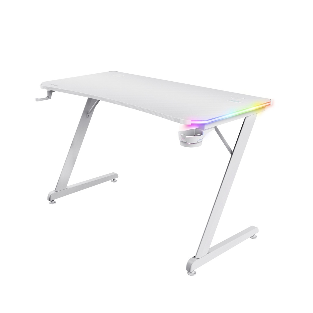 Trust GXT 709W Luminus RGB leikjaskrifborð, hvítt