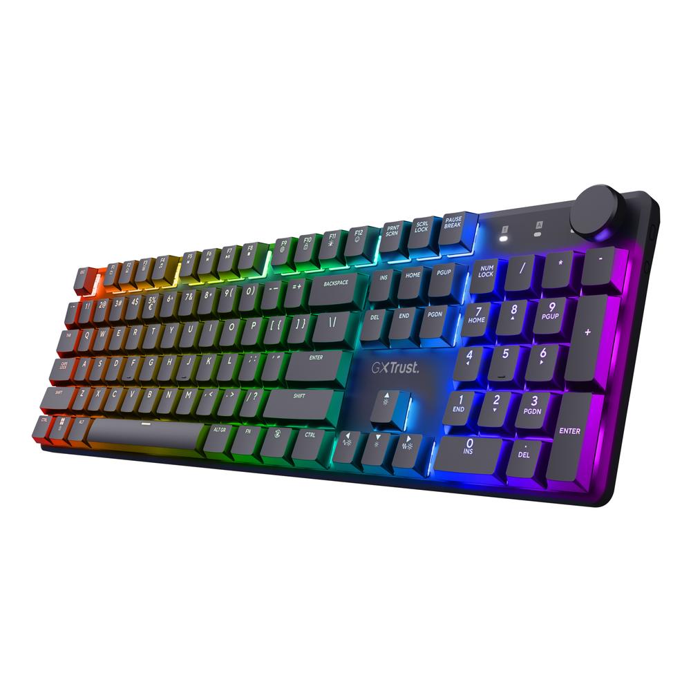 Trust GXT 866 Torix þráðlaust RGB mekanískt leikjalyklaborð, svart, (US)