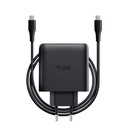 65W Trust Maxo 2x USB-C PPS PD hleðslutæki með USB-C kapli, svartur