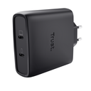 100W Trust Maxo 2x USB-C PPS PD hleðslutæki með USB-C kapli, svartur