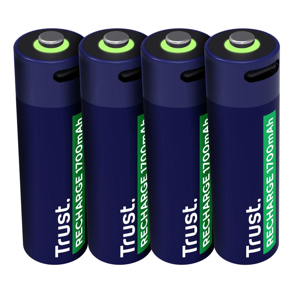 [25631] Trust endurhlaðanlegar USB-C AA rafhlöður, 4stk