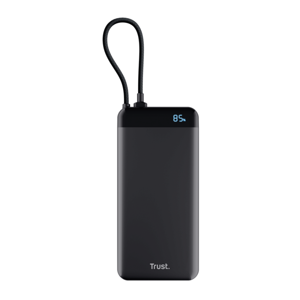 [25881] Trust Fiera 20.000mAh 20W USB-C ferðarafhlaða með USB-C snúru og LED skjá, svört