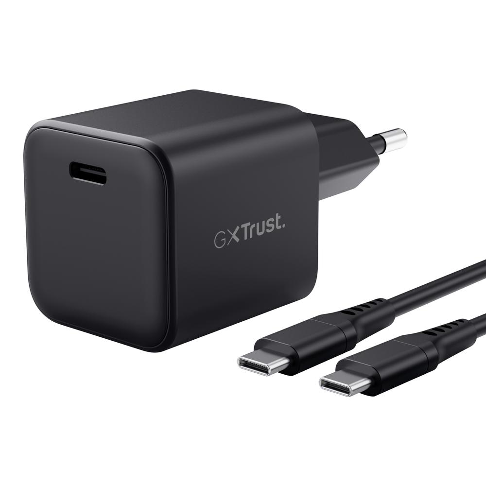 Trust GXT 1258 65W GaN USB-C hleðslutæki fyrir Nintendo Switch 2, Svört