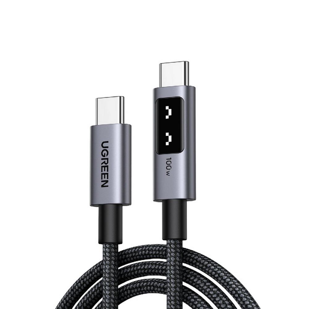 [35512] UGREEN Uno 100W USB-C hleðslukapall, m. skjá, 2m