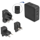 65W Delock 2x USB-C PD EU/UK/US breytikló og hleðslutæki