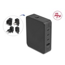 145W Delock 3x USB-C, 1x USB-A PD GaN EU/UK/US breytikló og hleðslutæki