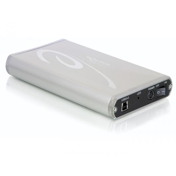 [42478] Delock 3.5'' SATA í USB3 álhýsing, silfur