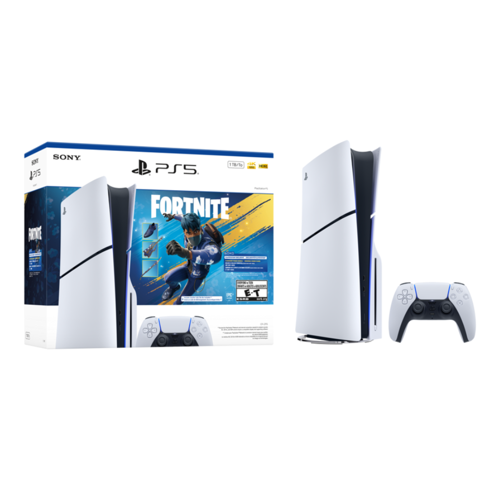 [1000049837] PlayStation 5 Slim leikjatölva 1TB diskadrifs útgáfa E, Fortnite Flowering Chaos Bundle