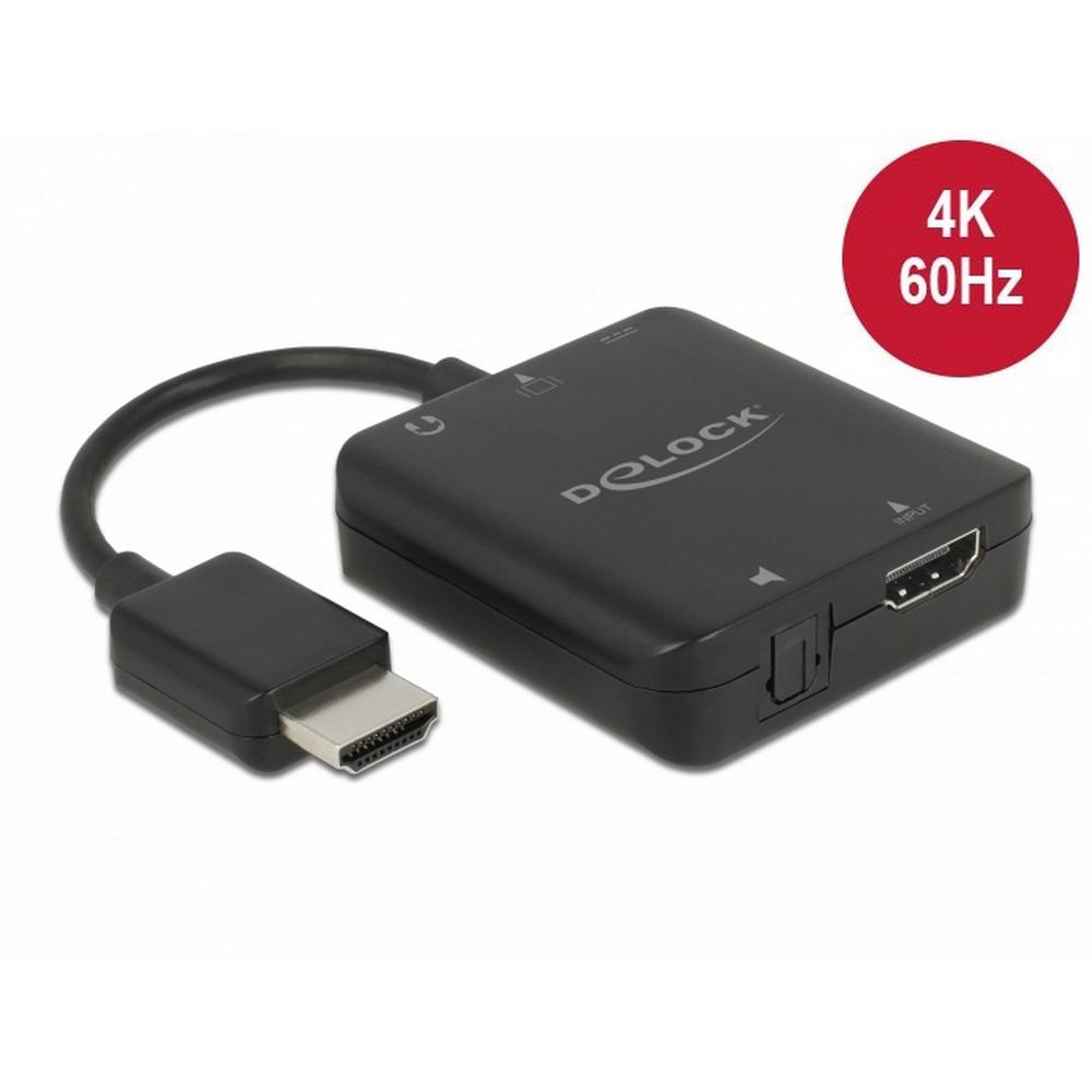 [63333] Delock HDMI hljóðúttakari 4K 60 Hz með S/PDIF og 3.5mm jack tengi