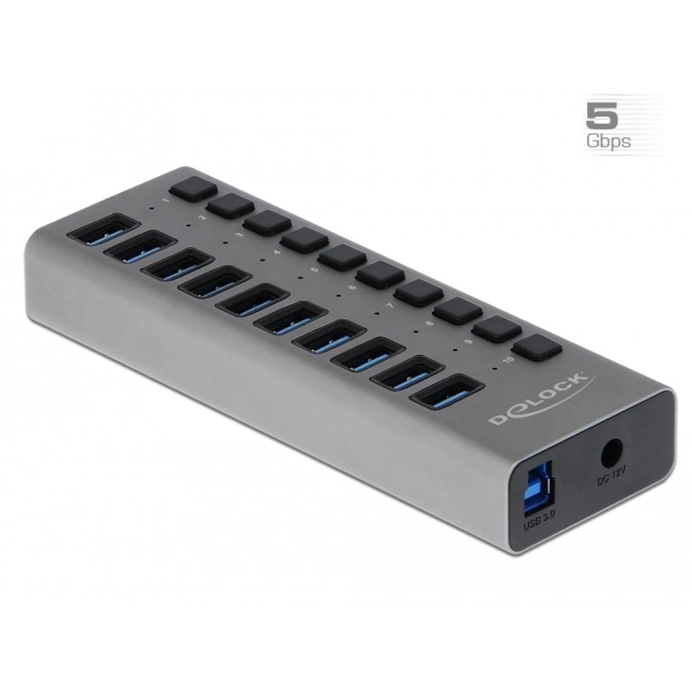 Delock 10 porta USB 3.0 Hub með svissum