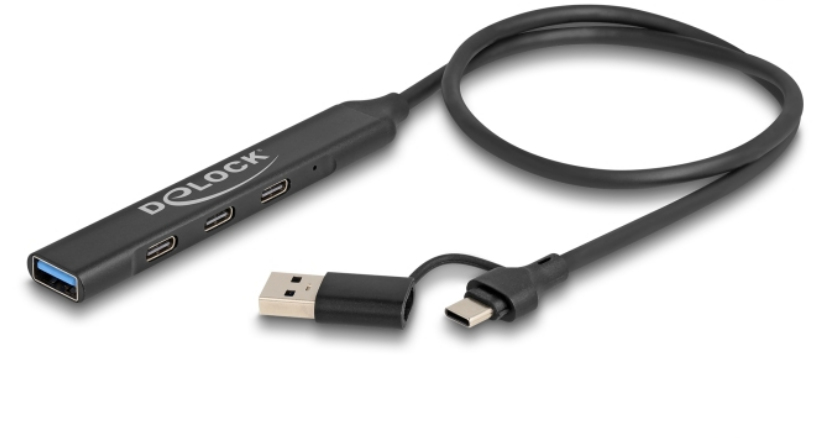 [64272] Delock 4 porta Slim HUB með USB-C/USB í 3x USB-C & USB 5Gbps