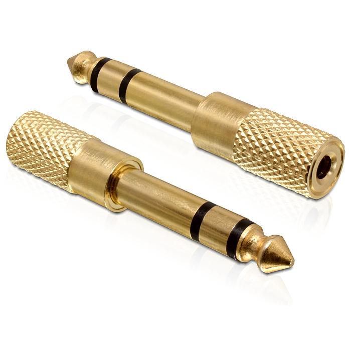 [65361] Delock 6.35mm stereo jack í 3.5mm, hann/hún, breytistykki, málmur