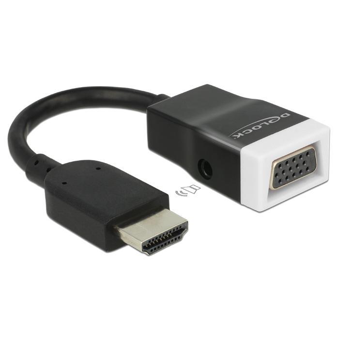Delock HDMI-A í VGA með jack tengi, hann/hún, svart