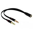 Delock 3.5mm stereo jack breytistykki, 1x 3.5mm í 2x 3.5mm, 20cm svartur kapall