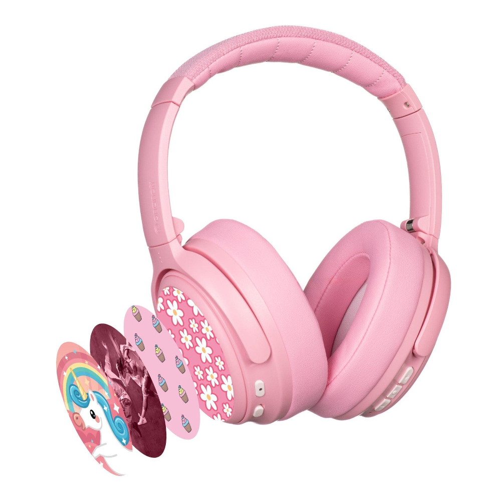 [66700608] BuddyPhones Cosmos Fun þráðlaus ANC BT krakkaheyrnartól með hljóðnema, bleik