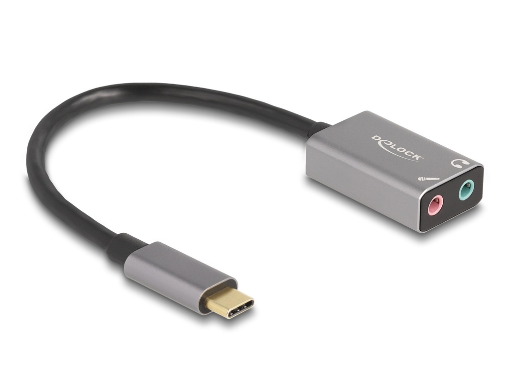[67071] Delock USB-C í 2x 3.5mm Stereo jack hljóðkort