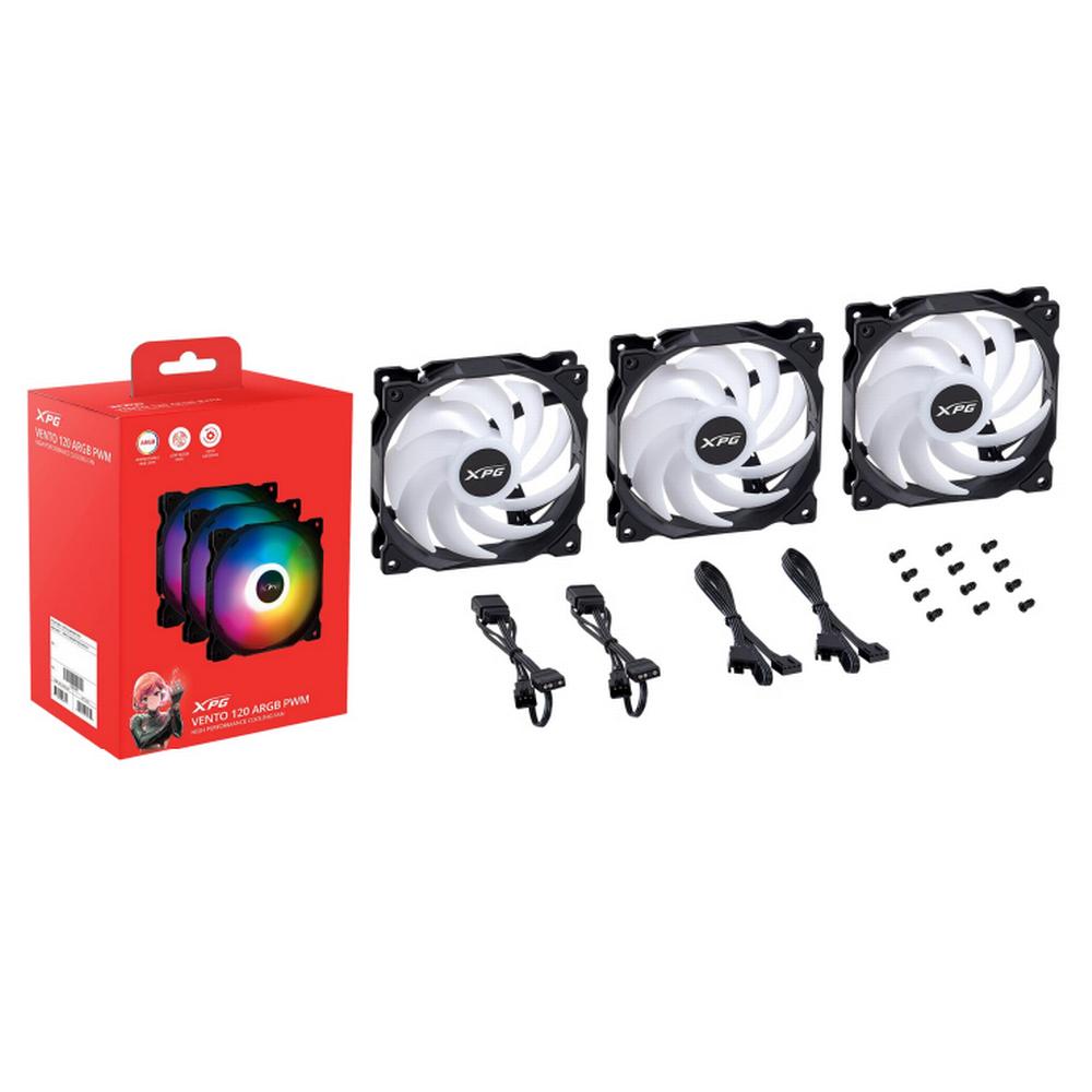 [75261454] ADATA XPG VENTO RGB 3x 120mm kassaviftur í setti, svört