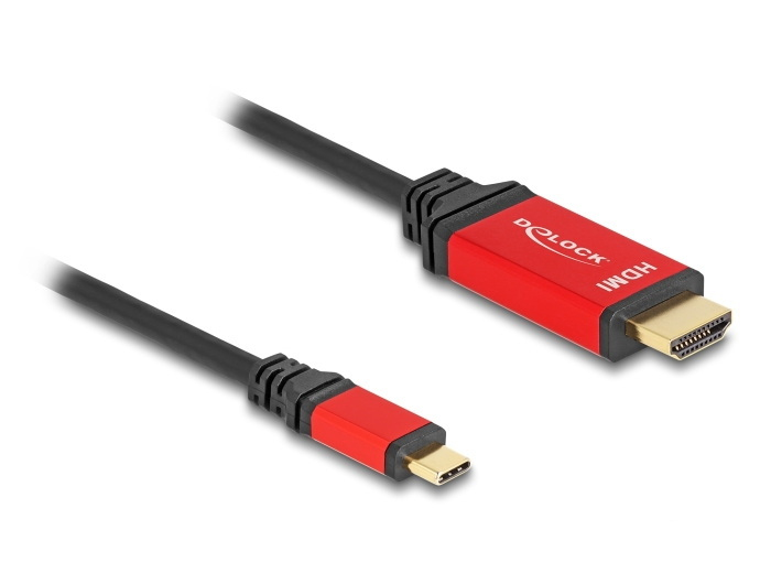 [80096] Delock USB-C í HDMI 8K HDR skjásnúra, 2.0m, Rauð