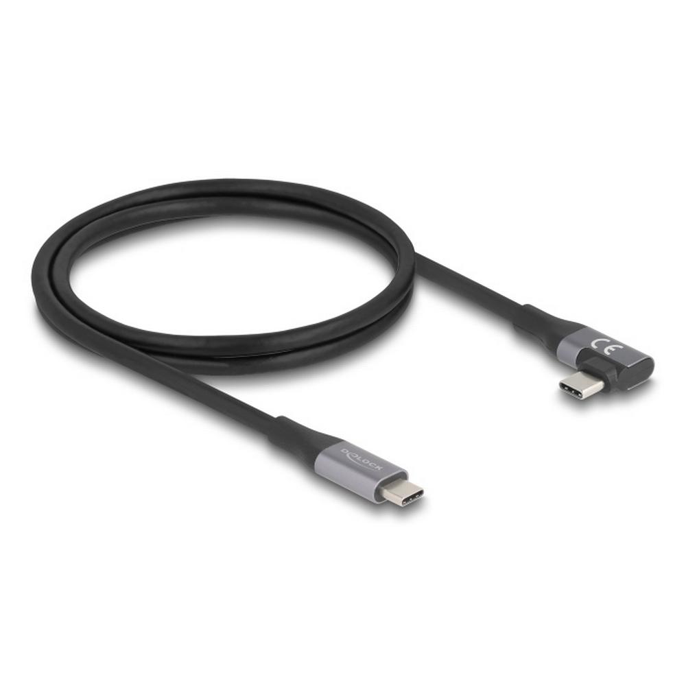[81131] Delock USB-C 40Gbps PD 3.1 240W DP 1.4, 1m 90°, málmgrár
