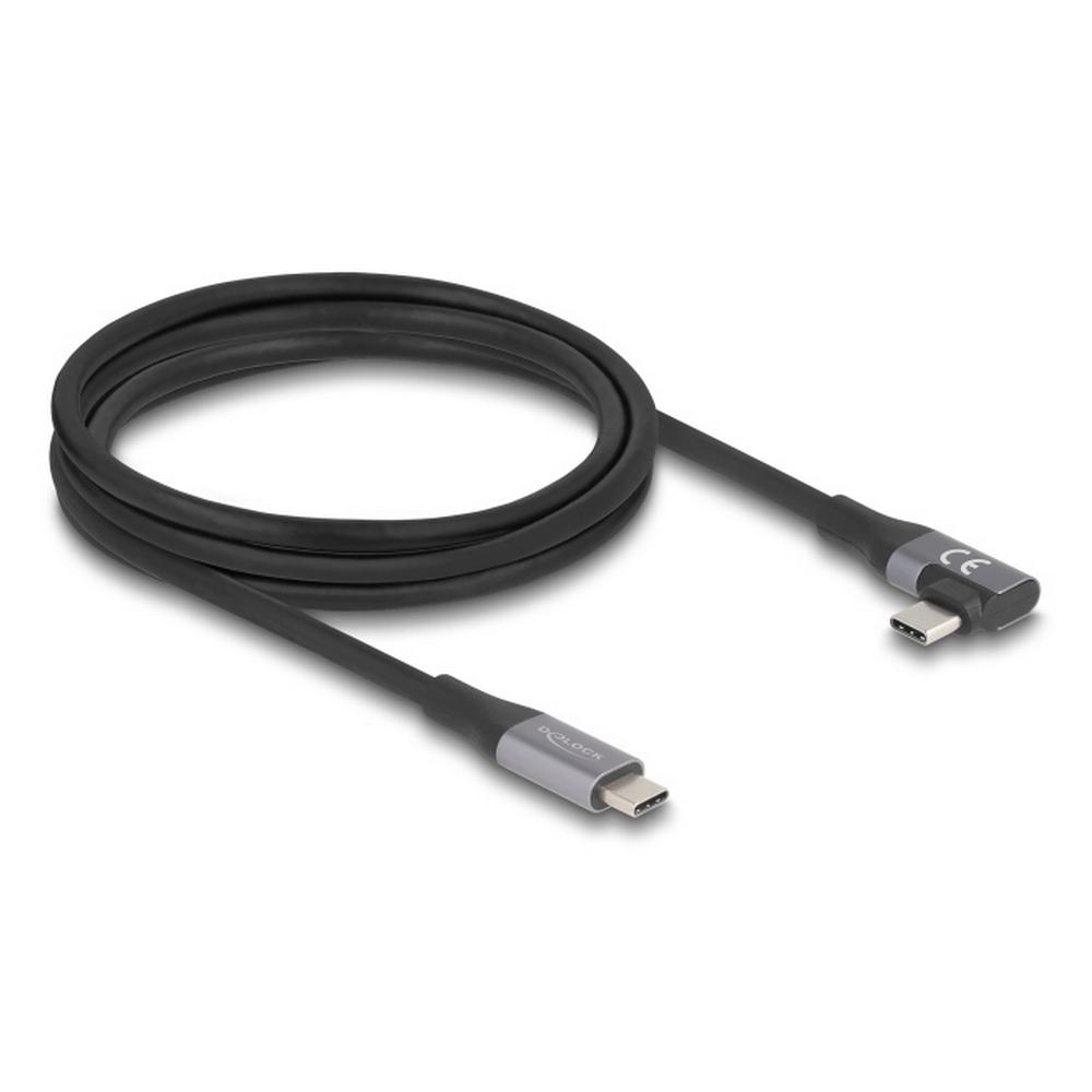 [81132] Delock USB-C 40Gbps PD 3.1 240W DP 1.4, 2m 90°, málmgrár
