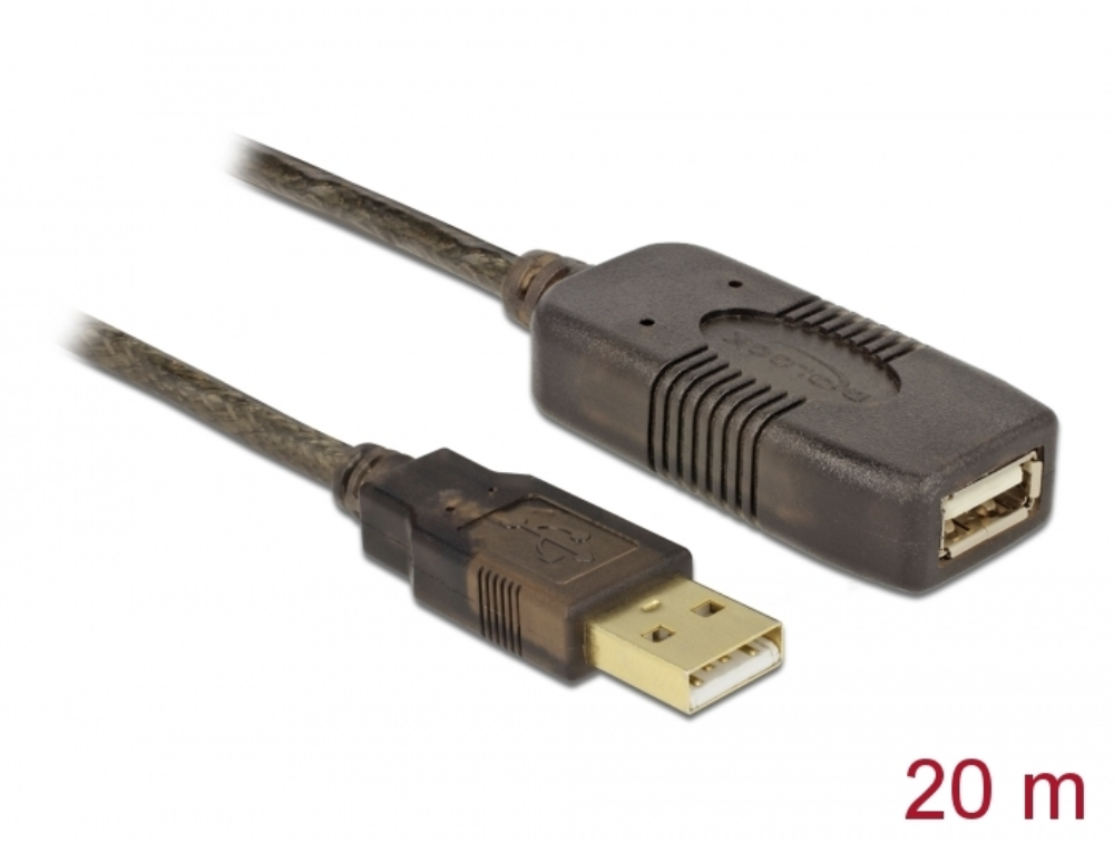 Delock USB2.0 A-A framlengingarkapall Active, 20 metrar