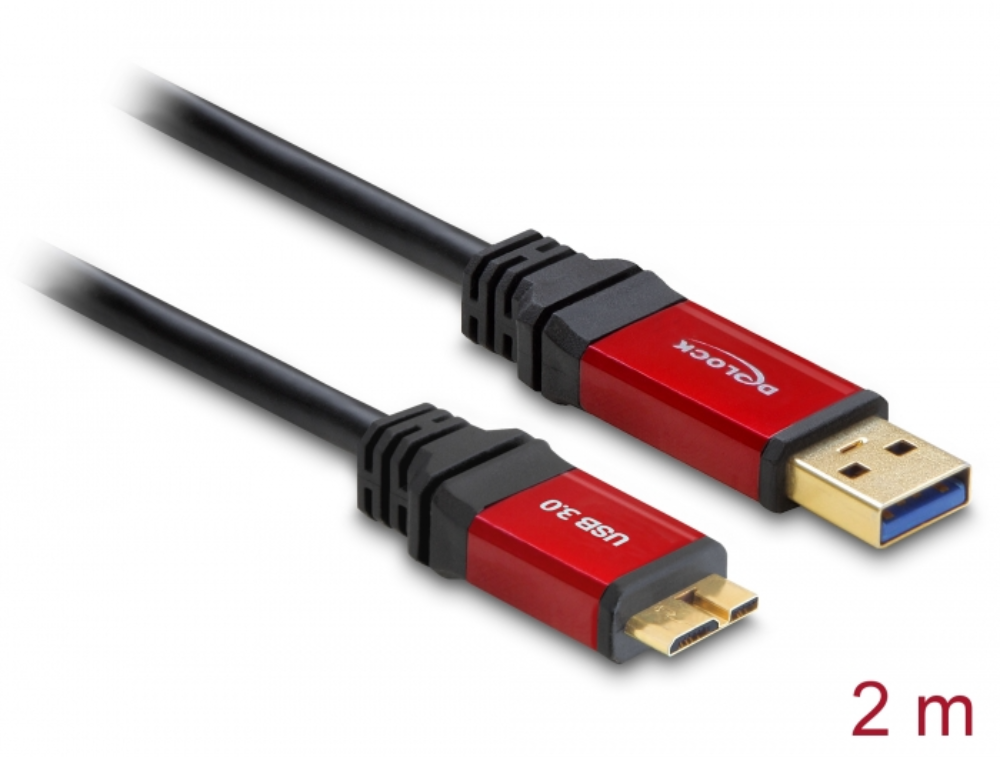 [82761] USB3.0 A í Micro-B kapall, premium, 2 metrar