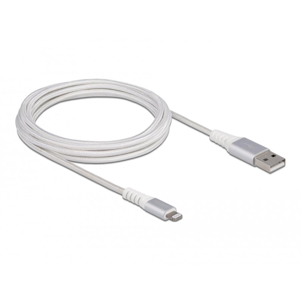 Delock USB2.0 í Apple Lightning kapall, 3 metrar, hvítur
